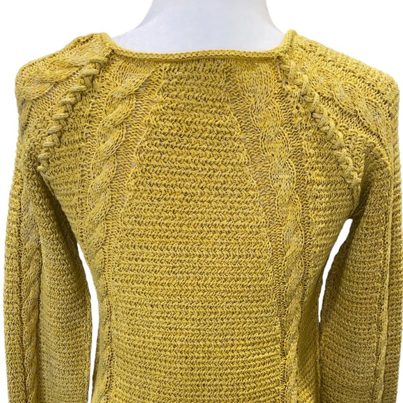 Comptoir Des Cotonnier Yellow Metallic Silver Cable Knit Sweater - S - Picture 6 of 11